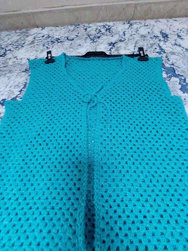 yeşil  Nakışlı  Örgü Kadın Yelek - Görsel 4