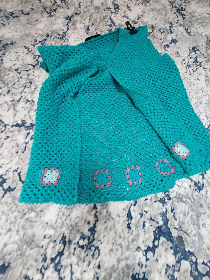 yeşil  Nakışlı  Örgü Kadın Yelek - Görsel 5