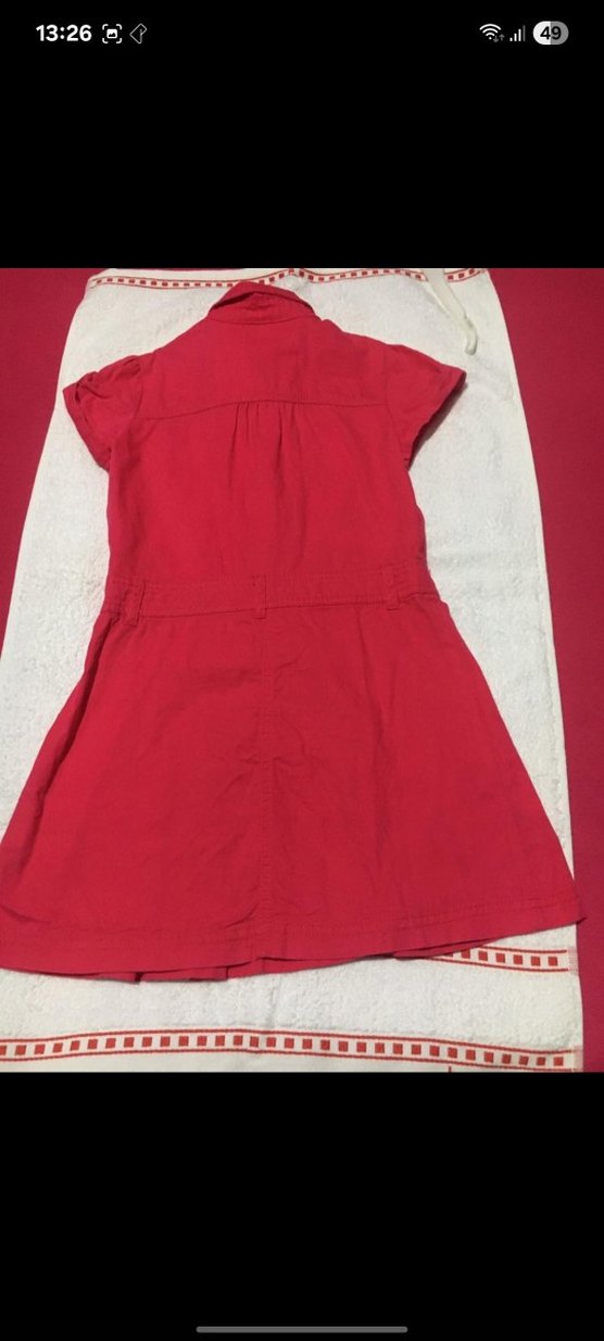 Düğmeli, Yakalı Kız Çocuk Elbisesi - Görsel 3