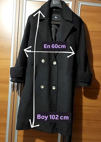 zara Siyah Çift Düğmeli Kaban - Görsel 12