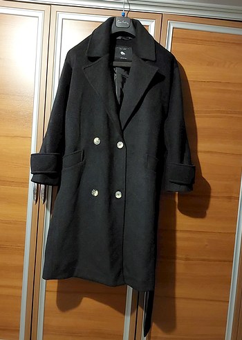 zara Siyah Çift Düğmeli Kaban - Görsel 6