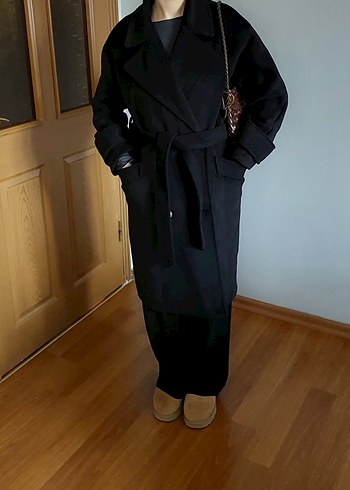 zara Siyah Çift Düğmeli Kaban - Görsel 5