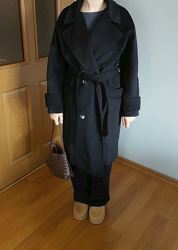 zara Siyah Çift Düğmeli Kaban - Görsel 8