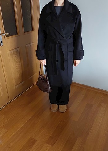 zara Siyah Çift Düğmeli Kaban - Görsel 4