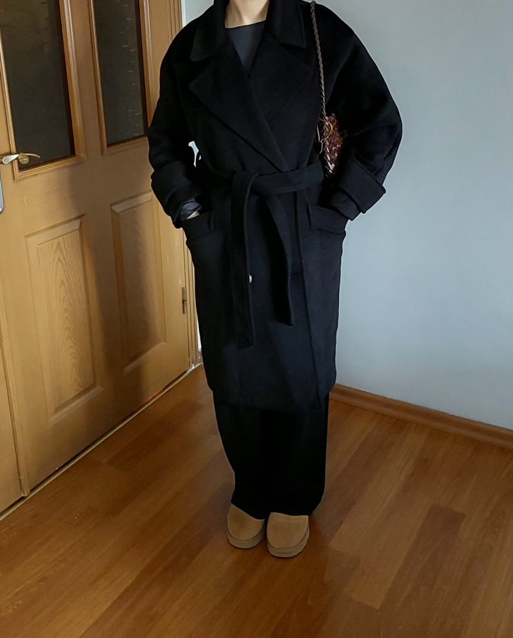 zara Siyah Çift Düğmeli Kaban - Görsel 5