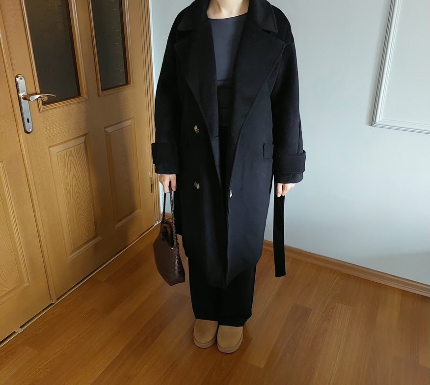 zara Siyah Çift Düğmeli Kaban - Görsel 2