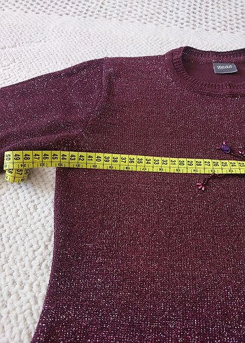 Mor Nakışlı Bohem Kadın Triko Kazak - Görsel 8