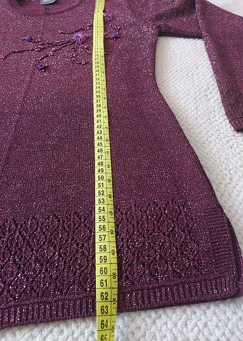 Mor Nakışlı Bohem Kadın Triko Kazak - Görsel 7