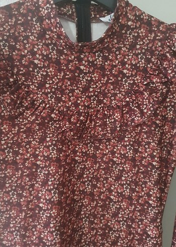 kahverengi çiçekli mevsimlik elbise - Görsel 7