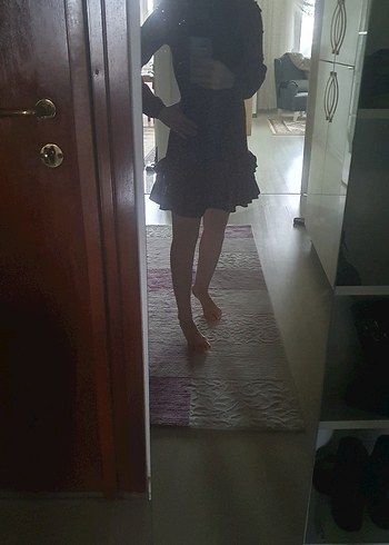 kahverengi çiçekli mevsimlik elbise - Görsel 2