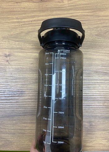 Siyah Şeffaf 2 Litre Suluk Matara Su şişesi - Görsel 2