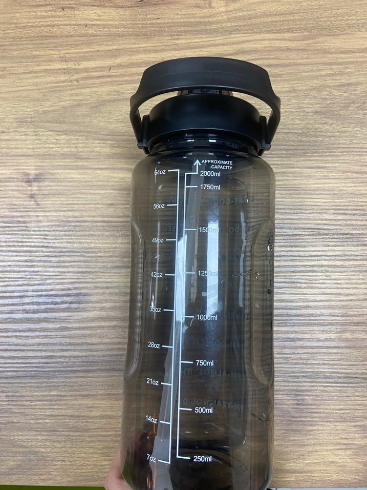 Siyah Şeffaf 2 Litre Suluk Matara Su şişesi - Görsel 2