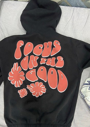 Siyah Kapüşonlu Fermuarlı Sweatshirt - Görsel 4