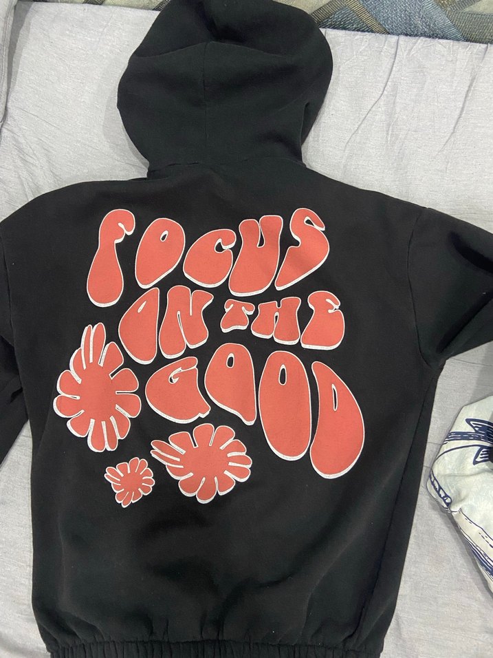 Siyah Kapüşonlu Fermuarlı Sweatshirt - Görsel 4