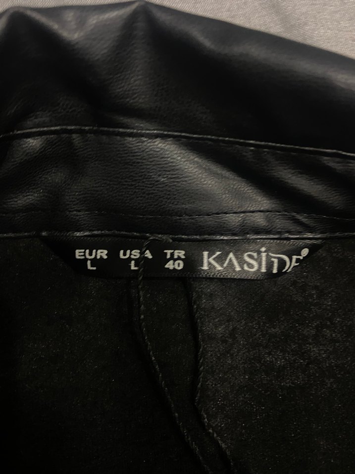 Cepli Siyah Deri Kadın Ceket - Görsel 2