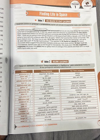 Modadil Okuma Kelime Çalışmaları Yksdil İngilizce Passagework - Görsel 2