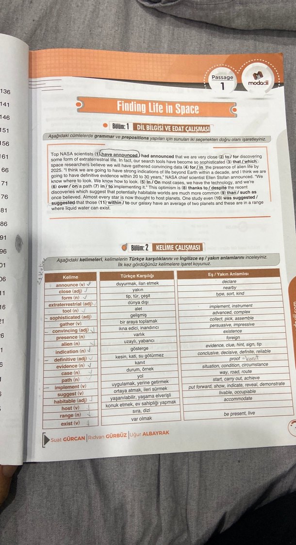 Modadil Okuma Kelime Çalışmaları Yksdil İngilizce Passagework - Görsel 2