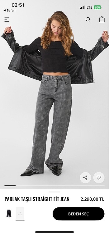 Parlak Taşlı Straight Fit Jean