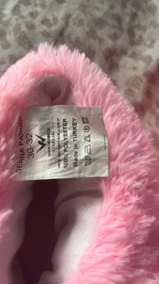 Peluş Pembe Kız Çocuk Terlikleri - Görsel 2