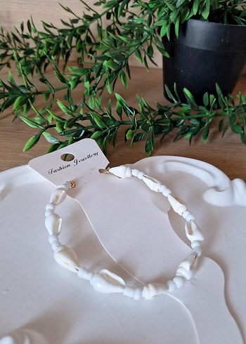 Beyaz Boncuklu Bohem halhal - Görsel 2