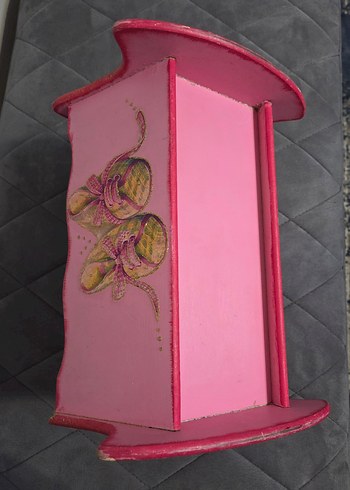 Pastel Pembe Ahşap Bebek Beşiği (Oyuncak) - Görsel 3