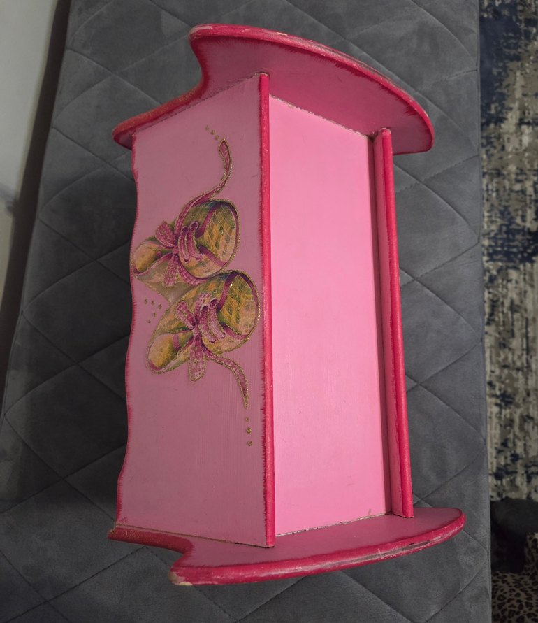 Pastel Pembe Ahşap Bebek Beşiği (Oyuncak) - Görsel 3