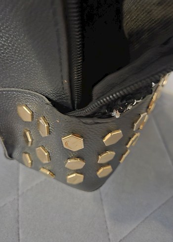 Kilitli Siyah Deri Rock Punk Sırt Çantası - Görsel 3