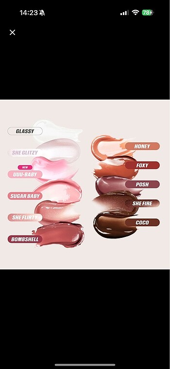  Beden çeşitli Renk Huda gloss