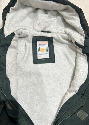 Kapüşonlu Erkek Çocuk koyu yeşil Kışlık Mont - Görsel 4