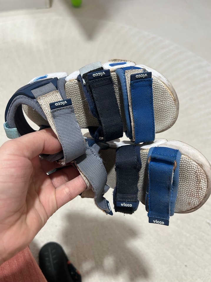 Çocuk Mavi Gri Cırt Cırtlı sandalet - Görsel 2