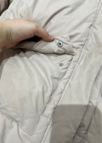 Kapüşonlu Bej Kışlık Mont - Görsel 3