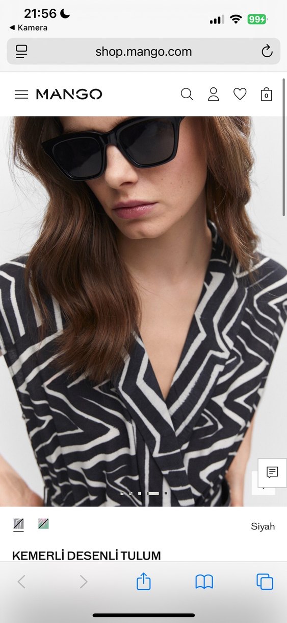 Siyah Gri Zebra Desenli Kemerli Kadın Tulum - Görsel 4