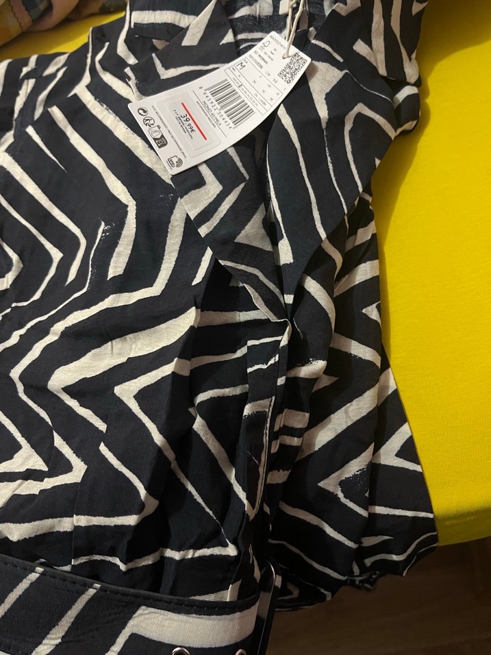 Siyah Gri Zebra Desenli Kemerli Kadın Tulum - Görsel 5