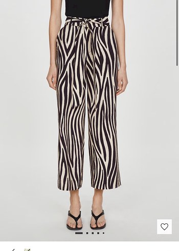 Zebra Desenli Pilili Midi Kadın Pantolon - Görsel 3