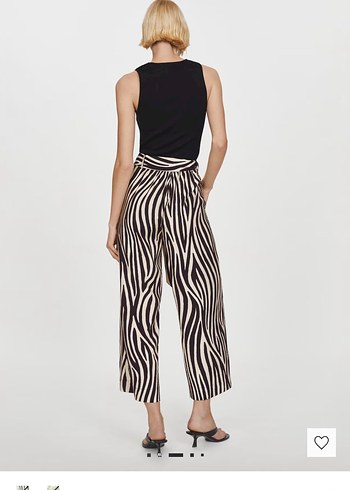 Zebra Desenli Pilili Midi Kadın Pantolon - Görsel 2