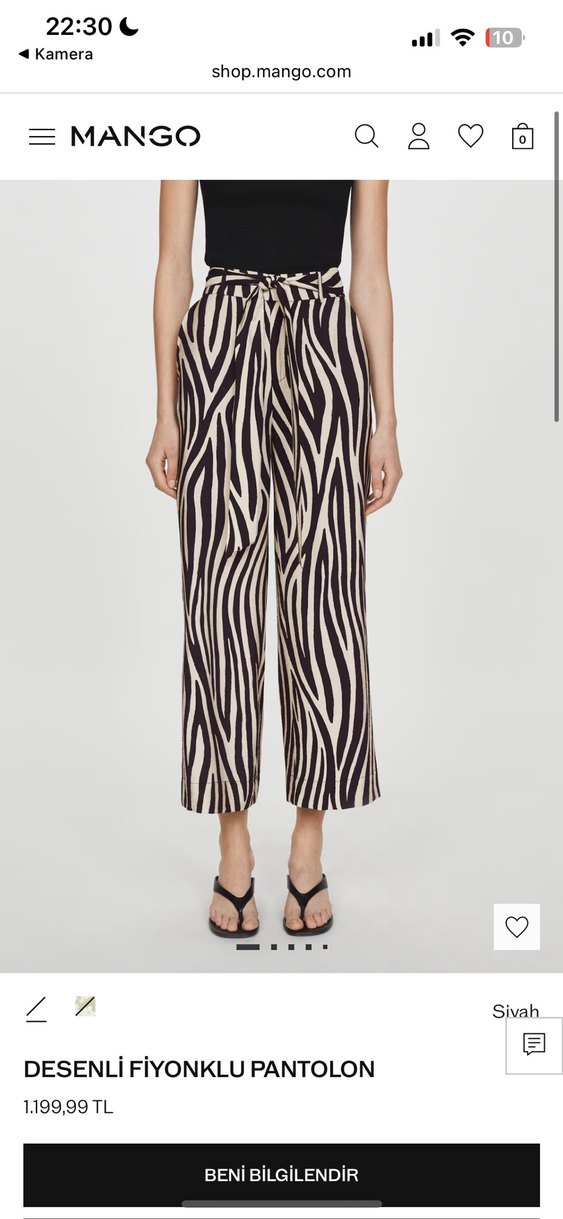 Zebra Desenli Pilili Midi Kadın Pantolon - Görsel 3