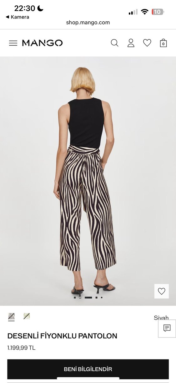 Zebra Desenli Pilili Midi Kadın Pantolon - Görsel 2