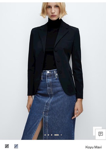 Koyu Mavi Kadın Midi Kot Etek - Görsel 4