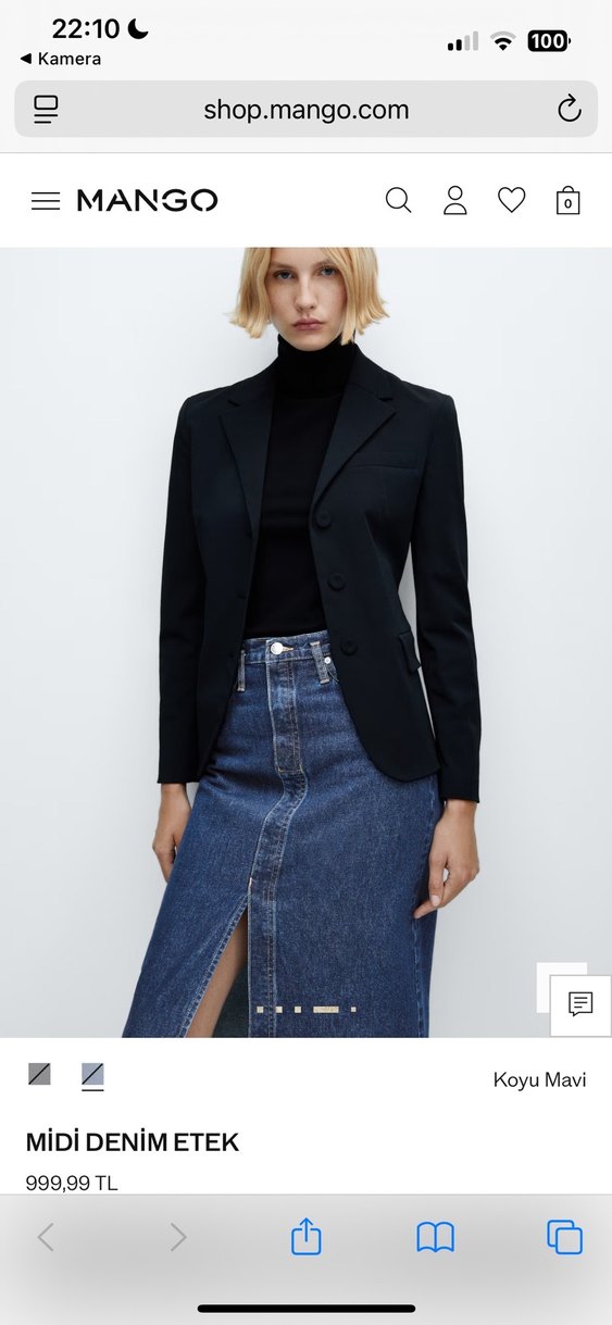 Koyu Mavi Kadın Midi Kot Etek - Görsel 4