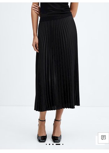 Kadın Siyah Piliseli Midi Etek - Görsel 4