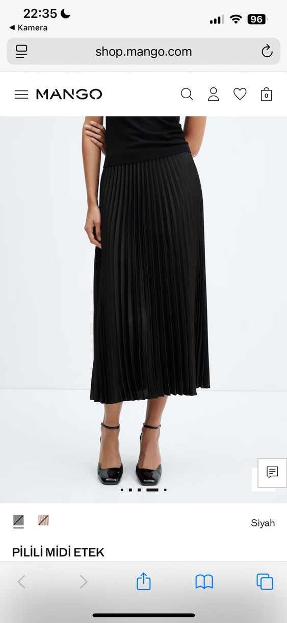 Kadın Siyah Piliseli Midi Etek - Görsel 4