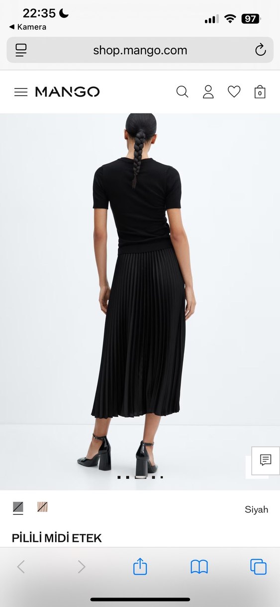 Kadın Siyah Piliseli Midi Etek - Görsel 2