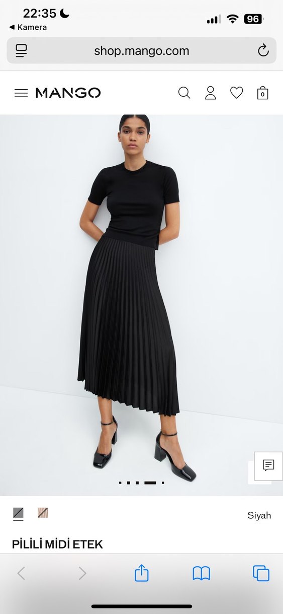 Kadın Siyah Piliseli Midi Etek - Görsel 3