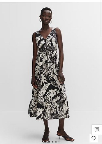 Kadın Siyah V Yaka Uzun Salaş Elbise - Görsel 2