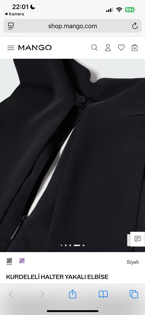 Siyah Yüksek Yakalı Mini Elbise - Görsel 4