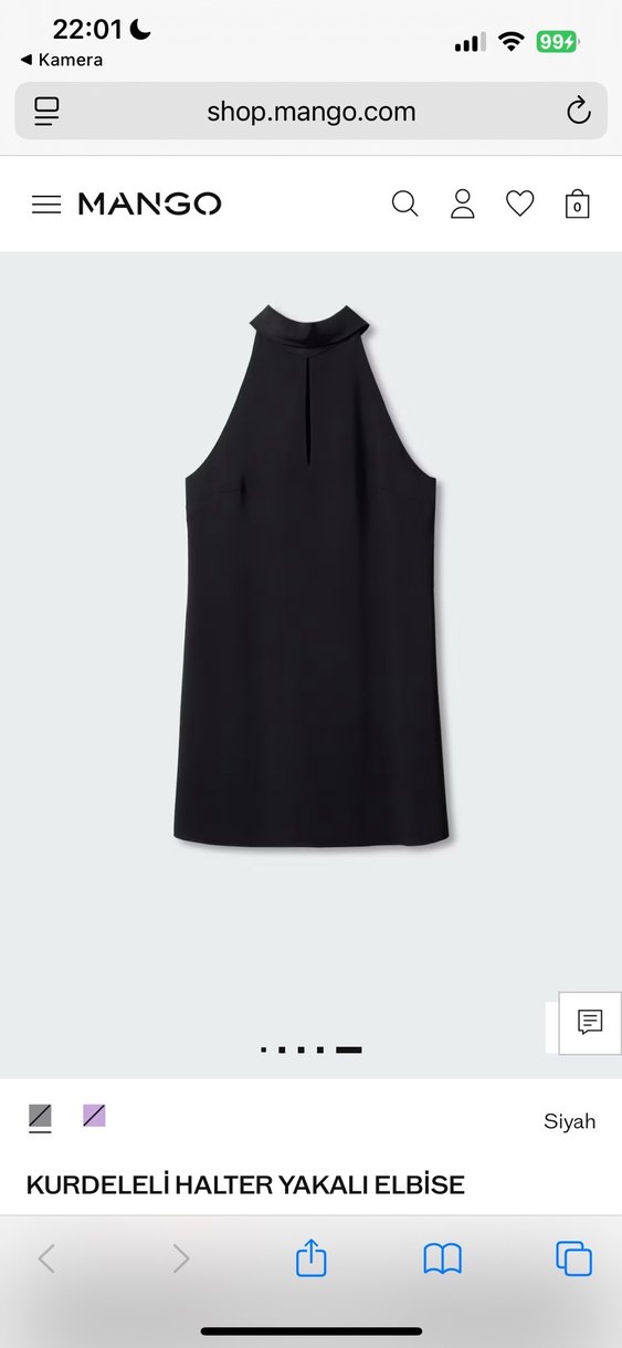 Siyah Yüksek Yakalı Mini Elbise - Görsel 5