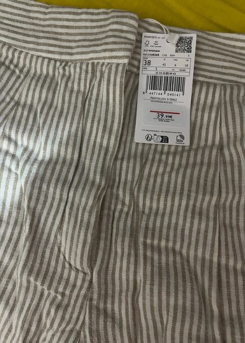 Kadın Keten Bej Midi Kumaş Pantolon - Görsel 5