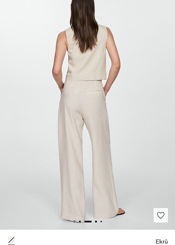 Kadın Keten Bej Midi Kumaş Pantolon - Görsel 3