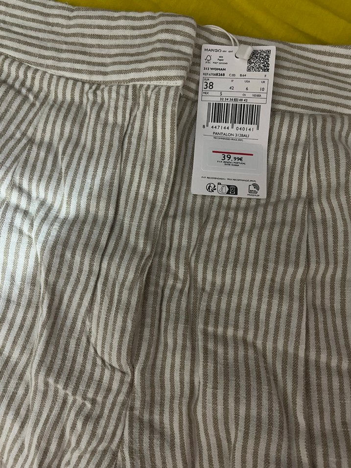 Kadın Keten Bej Midi Kumaş Pantolon - Görsel 5