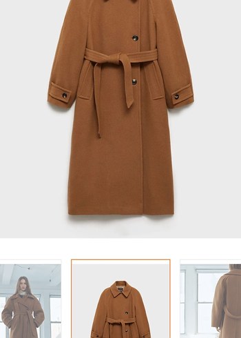 MANGO Kemerli Yün Palto - Görsel 3